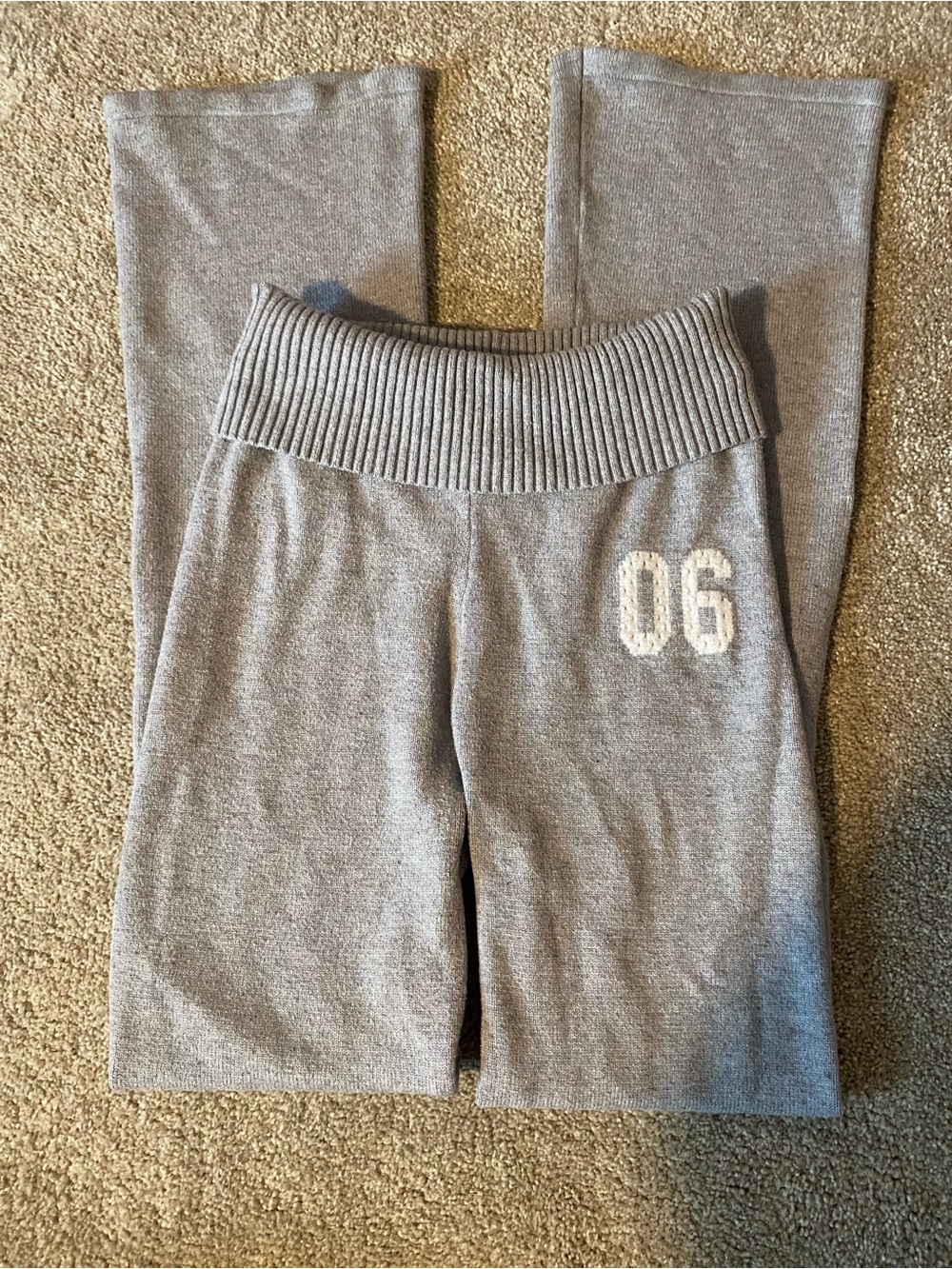 Aeropostale 06 Gray Fold Down Knit Sweatpants Boot Cut Women’s Medium Designer